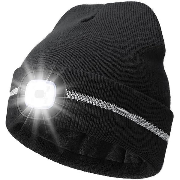 MELASA Reflective Stripe LED Beanie Safety High Visibility Winter